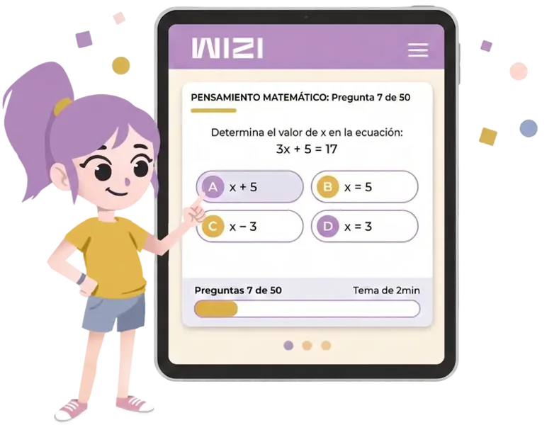Estudiante usando la app WIZI para preparar el examen de ingreso UNAM